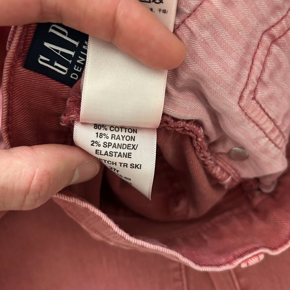 GAP True Skinny Jeans Womens 27R Wild Rose Pink Stretch Frayed Hem - Picture 8 of 10